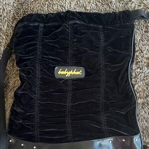 Baby Phat Black Velvet Drawstring Shoulder Bag